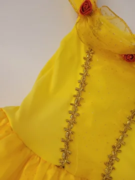 Fantasia Vestido/Bela Da Bela E A Fera Amarelo Tango Fashion 6 Anos