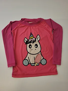 Camiseta De Proteção Manga Longa/Unicórnio Rosa Glam 4 Anos