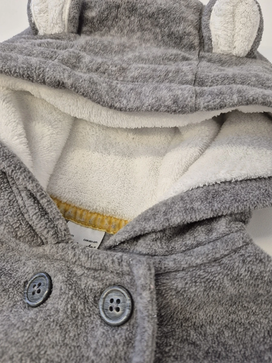 Casaco Com 4 Botões/Capuz/Tipo Fleece Cinza Carter's 1 Ano