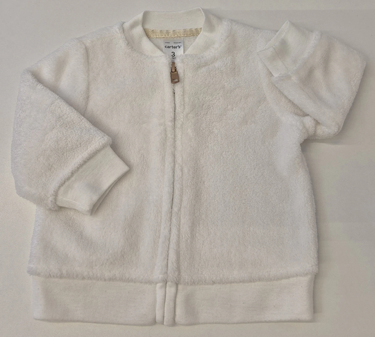 Casaco Com Zíper/Tipo Fleece Branco Carter's 3 Meses