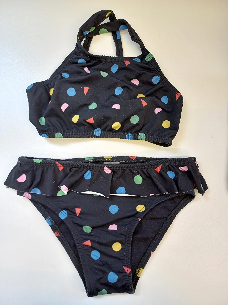 Biquíni Poliamida Com Bolinhas Coloridas Preto Fábula 8 Anos