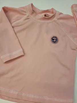 Camiseta De Proteção Manga Longa/Lisa Rosa Nini & Bambini 3-6 Meses