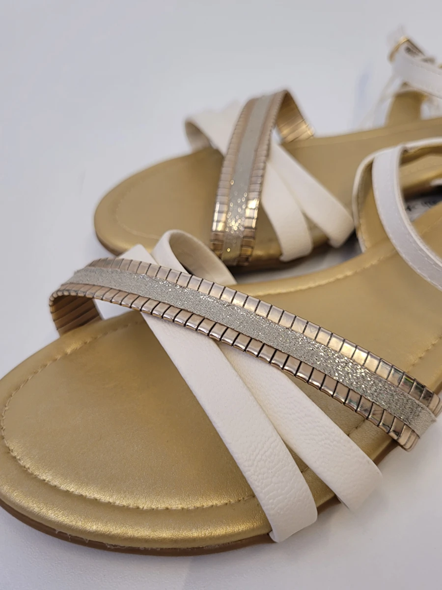 Sandália Com Fivela Dourado Klin 34