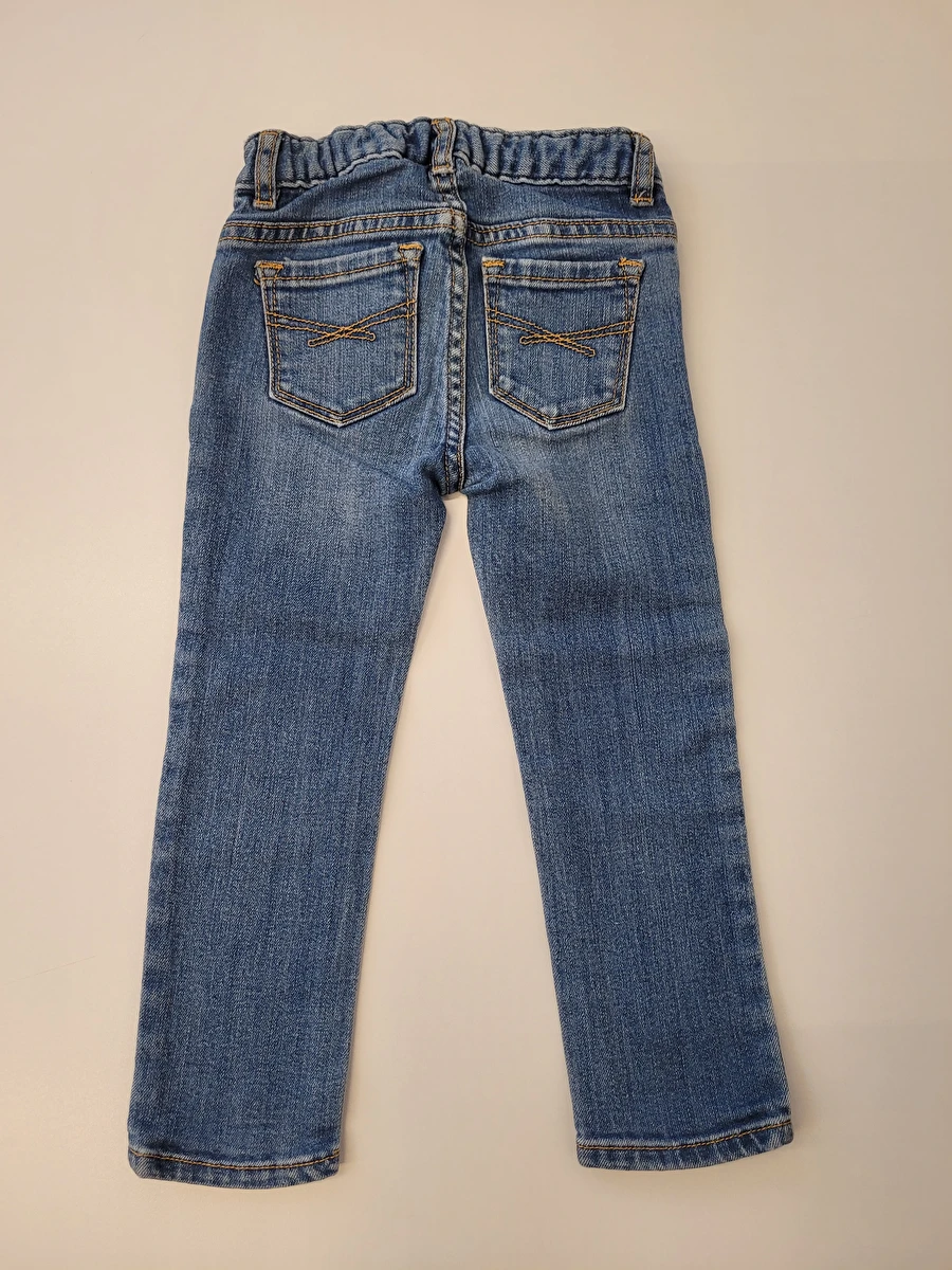 Calça Com Ajuste Na Cintura/Zíper/Botão/Tipo Jeans Azul Gap 2 Anos