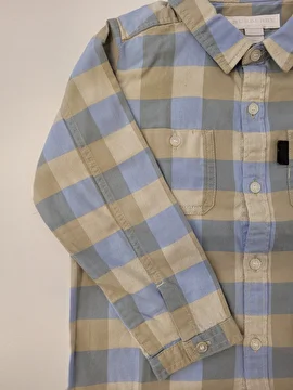 Camisa Manga Longa/Xadrez Com Bege Azul Burberry 2 Anos