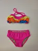 Biquíni Calcinha E Top Com Babados Coloridos Rosa Banka Panka 10 Anos