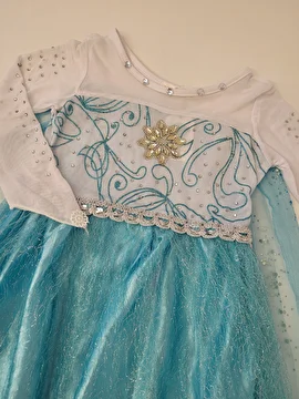 Fantasia Vestido Manga Longa/Elsa/Frozen Azul Nnjxd 6-7 Anos